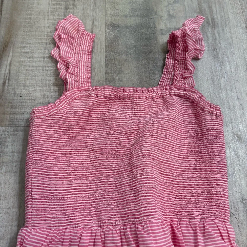 J. Crew Smocked Tiered Dress Pink XS